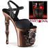 RAPTURE-809-LT, Copper Skull Sculpted with Light-up Eyes Ankle Strap Sandal