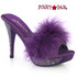ELEGANT-401F, Purple 4.5 Inch Marabou Slipper By Fabulicious