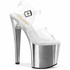 Pleaser | ENCHANT-708, Ankle Strap Sandal with Prismatic Linear Front Design Clear/Silver