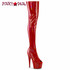 ADORE-3011HWR, Red 7 Inch Stretch Thigh High Boots By Pleaser