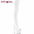 ADORE-3011HWR, White 7 Inch Stretch Thigh High Boots By Pleaser