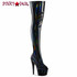 ADORE-3011HWR, Black 7 Inch Stretch Thigh High Boots By Pleaser