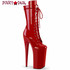 BEYOND-1050, Red 10 Inch Heel Mid-Calf Boots By Pleaser