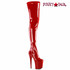 Flamingo-4000, 8 Inch Red Thigh High Boots By Pleaser