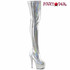 Delight-3000HWR, Silver Holographic Thigh High Boots By Pleaser