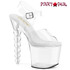 Pleaser Bliss-708, 7" Clear Stacked Bead Heel Platform Ankle Strap Sandal