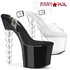 Pleaser Bliss-708, 7" Clear Stacked Bead Heel Platform Ankle Strap Sandal