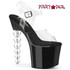 Pleaser Bliss-708, 7" Clear/Black Stacked Bead Heel Platform Ankle Strap Sandal
