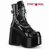 Camel-65, Black Patent Mid-Calf Boots with Chain and Studs By Demonia