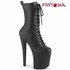 Enchant-1040, Black Faux Leather 8" Lace-Up Ankle Boots with Prismatic Linear Design By Pleaser