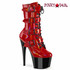 Adore-1046TT, Red/Black 7" Lace-up Two-Tone Mid-Calf with Buckles