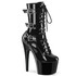 Adore-1043, Black 7" Lace-up Ankle Boots with Triple Buckles By Pleaser