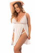 MA7341X, Plus Size Ivory Lace & Side Slits Babydoll by Mapale