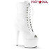 Adore-1021FX, White Faux Leather Peep Toe Ankle Boots By Pleaser