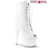 Adore-1021FX, White Faux Leather Peep Toe Ankle Boots By Pleaser