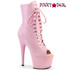 Adore-1021FX, Baby Pink Faux Leather Peep Toe Ankle Boots By Pleaser