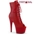 Adore-1021FX, Red Faux Leather Peep Toe Ankle Boots By Pleaser