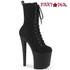 Enchant-1040S, Black Lace-Up Suede Ankle Boots with Prismatic Linear Design