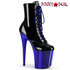 Flamingo-1020CH, 8 Inch Lace up Black/Royal Blue Chrome Ankle Boots