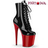 Flamingo-1020TT, 8 Inch Lace up Two Tone Black/Red Ankle Boots