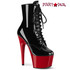 ADORE-1020TT 7 Inch Two-Tone Black/Red Ankle Boots