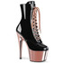 ADORE-1020CH 7 Inch Rose Gold Chrome Platform Ankle Boots By Pleaser