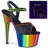 ADORE-709RC-02, Rainbow Chrome Platform Ankle Strap Sandal By Pleaser