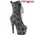 ADORE-1040SPF, 7" Silver Snake Print Ankle Boots