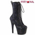 ADORE-1040SPF, 7" Black Snake Print Ankle Boots