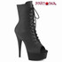 DELIGHT-1021, 6" Black Faux Leather Peep-Toe Ankle Boots By Pleaser