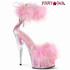 DELIGHT-624F, 6" Baby Pink Marabou Ankle Cuff Sandal