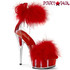 DELIGHT-624F, 6" Red Marabou Ankle Cuff Sandal