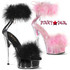 Pleaser DELIGHT-624F, 6" Marabou Ankle Cuff Sandal