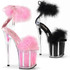 FLAMINGO-824F, 8" Marabou Platform Sandal By Pleaser FLAMINGO-824F, 8" Marabou Platform Sandal By Pleaser