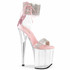 FLAMINGO-827RS, 8" Baby Pink Rhinestones Cuffs and Strap Platform Sandal