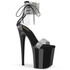 FLAMINGO-827RS, 8" Black Rhinestones Cuffs and Strap Platform Sandal