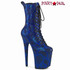 FLAMINGO-1040SPF, 8" Blue Snake Print Ankle Platform Boots