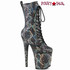 FLAMINGO-1040SPF, 8" Silver Snake Print Ankle Platform Boots