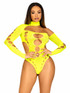 LA89310, Neon Yellow Seamless Cut Out Bodysuit by Leg Avenue