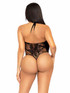 LA89313, Black Lace and Net Crossover Teddy Back View