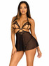 LA86141, Open Cup Lace & Mesh Baby doll Front View