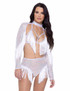 Roma R-6221 - Fringe White Sequin Fishnet High Waist Short