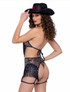 R-6223 - Black Sequin Fishnet Fringe Garter Belt Back View