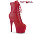 ADORE-1020FX, 7 Inch Red Faux Leather Ankle Boots