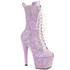 Adore-1040-IG, 7" Ankle Boots with Lavender Iridescent Glitter