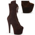 ADORE-1045VEL, 7" Brown Velvet Ankle Boots By Pleaser