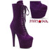 ADORE-1045VEL, 7" Purple Velvet Ankle Boots By Pleaser