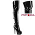 DELIGHT-3018, 6" Black Thigh High Boots with Triple Strap By Pleaser