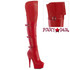 DELIGHT-3018FX, Red Faux Leather Boots with Triple Strap