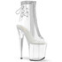 FLAMINGO-1018C-2RS, 8" Open Toe Clear Rhinestone Ankle Boots By Pleaser